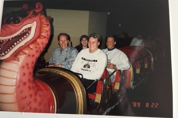A photo of the old Top’s Dragon Coaster taken in 1989.