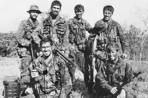 Don Barnby, second from left at the back, with fellow soldiers in Vietnam. The photographer died soon after.