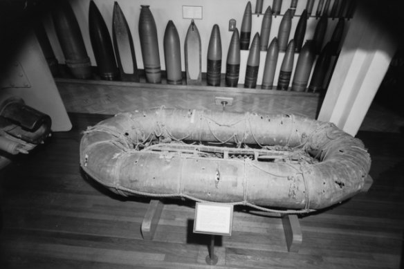 A Carley float, associated with HMAS Sydney recovered from the sea by HMAS Heros 200 miles from Carnarvon on 27 November 1941. It is not the one that held the body of the unknown sailor.