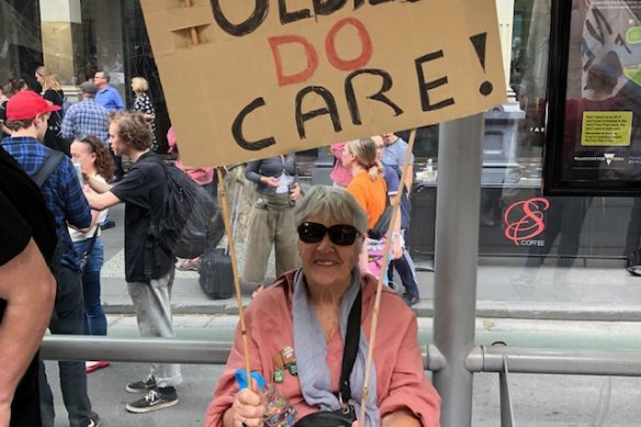 Still politically active in her old age, Peggy Bartak was an eager participant in the School Strike 4 Climate in September 2019.