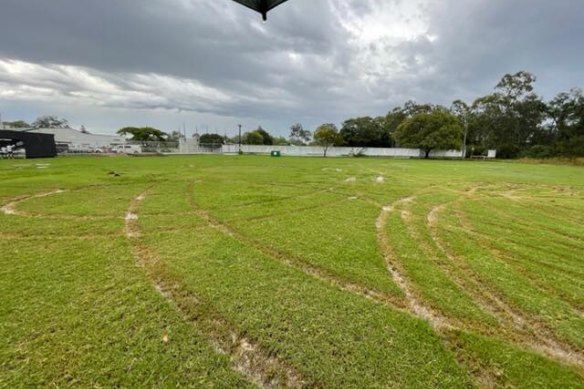 Before the fields had drained, a hoon vandalised Wynnum Wolves least-damaged field.