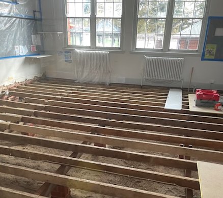A classroom at the school where the floor was eaten away by termites. 