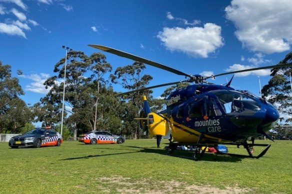 The CareFlight helicopter landed at Melwood Oval about 1.30pm on Friday. 