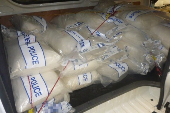 A portion of 585 kilograms of ice, worth about $430 million, seized by Australian Federal Police and customs officials in Sydney in 2013.