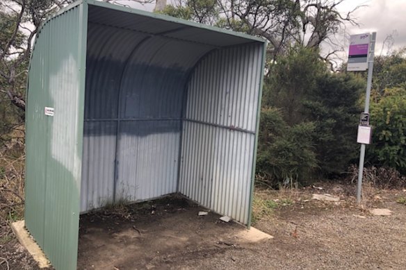 The bus stop where the Stinears welcomed the newest member of their family.