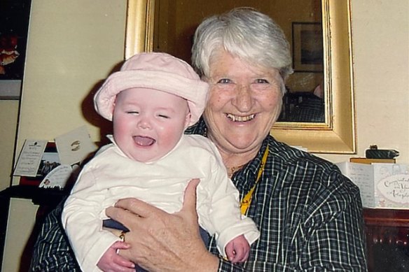 Olympian Dawn Fraser with baby Rose Callaghan.