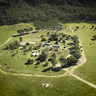 An aerial view of the property at Thologolong where Dezi Freeman was shot dead.