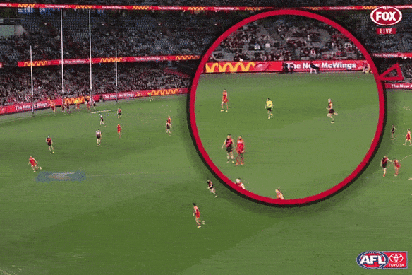 Nate Caddy’s clash with the umpire.
