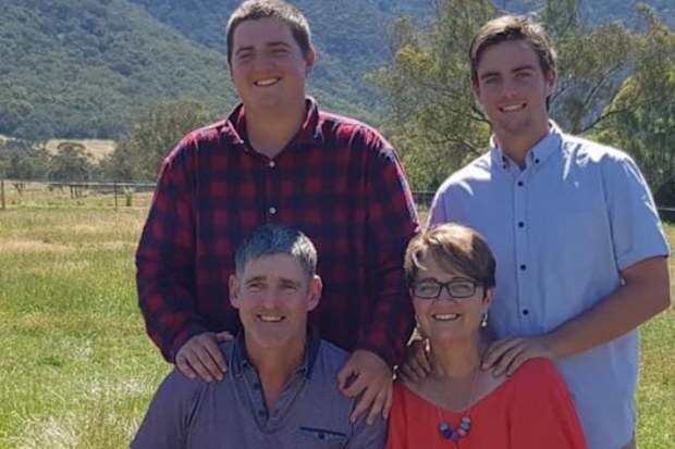 Sam Hill (top left) pictured with brother Jake (top right), dad James (bottom left) and mum Elise (bottom right).
