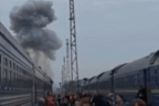 A Russian drone strikes the engine of a Ukrainian drone close to the Poland-Ukraine border on Sunday, September 13.