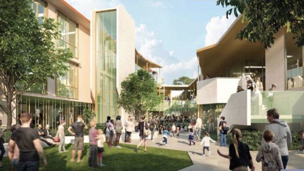 Artists' impressions of Brisbane's new Inner City North Secondary College near the RNA Showgrounds.
