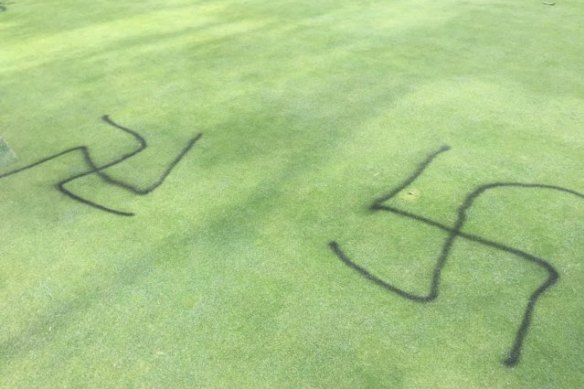 The Cranbourne Golf Club was vandalised with swastikas on Tuesday night.