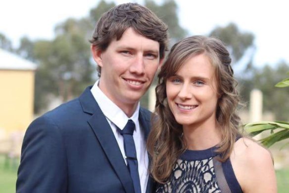 Volunteer firefighter Sam McPaul, pictured with his wife. Mr McPaul died at Jingellic  on December 30.