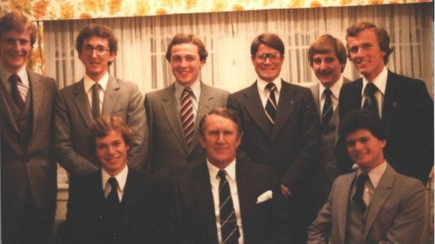 Young Liberals (including Peter Costello and Eric Abetz) with then prime minister Malcolm Fraser in 1978.