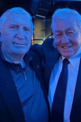 Steve Mortimer and Roy Masters at the True Blues dinner.