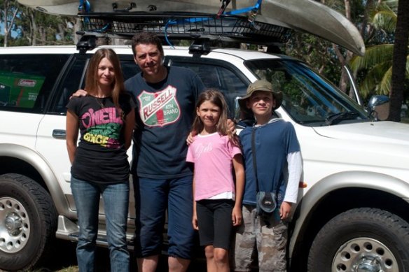 Nick Stride with his then-wife Luda and children Anya, then 9, and
Michael, 10, in Brisbane in 2010, shortly after their escape from Russia.