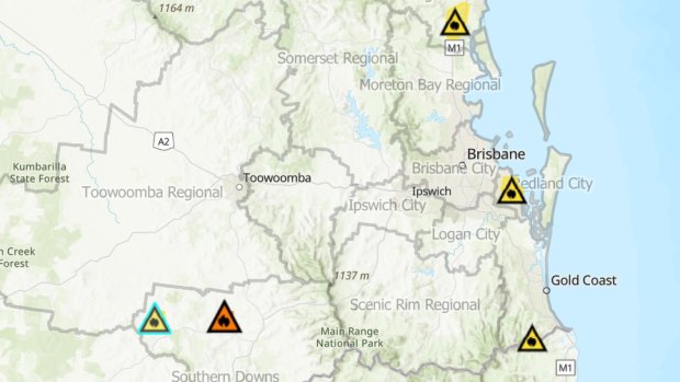 Two fast-moving bushfires are still causing concerns at Wheatvale, west of Warwick and near Beerwah on the Sunshine Coast. At Wheatvale residents are advised to prepare to leave homes.