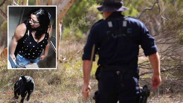 Police conducted a search in bushland near Goulburn in their investigation of the disappearance of Samah Baker (inset).