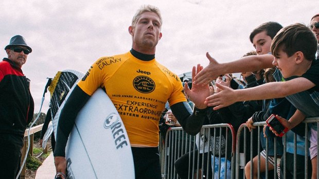 Mick Fanning with his game face on at the Margaret River Pro in 2015.