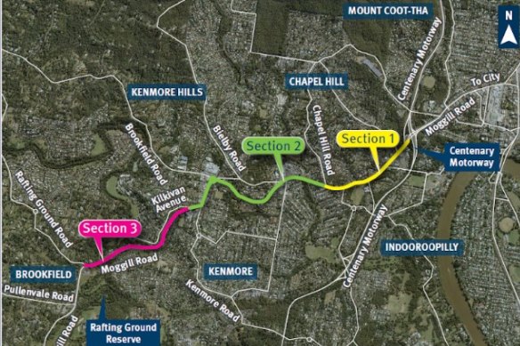A bikeway, separated from traffic, will be built along Moggill Road with $12.5 million previously allocated to traffic lights at the Kenmore roundabout.