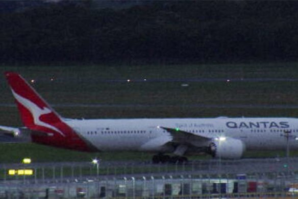 The Qantas commercial flight from Los Angeles on which it is believed Harry and Meghan were passengers.
