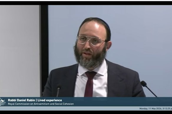 Rabbi Daniel Rabin gives evidence at the Royal Commission into Antisemitism and Social Cohesion.