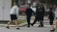 A 14-year-old boy, part of a gang of teens, was filmed taunting a Good Samaritan (dressed in a white jumper) and surrounding him outside a fast food outlet in Falcon, south of Perth.