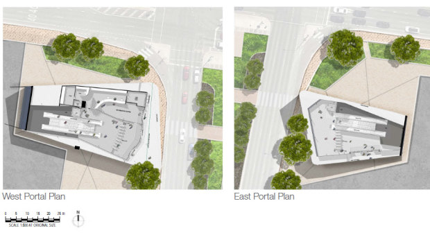 Concept drawings for the ACT government's proposed underground bus portal.
