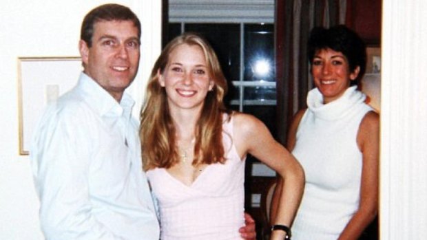 Prince Andrew pictured with Virginia Giuffre at the home of Ghislaine Maxwell (right) in London in 2001.  