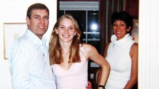 Prince Andrew pictured with Virginia Roberts in 2001 at Ghislaine Maxwell's townhouse.