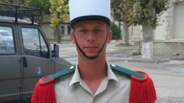 Williams in the distinctive cap of the French Foreign Legion in Nimes, in 2011. He passed the notoriously tough training only to be wrongly accused of sexual assault. 