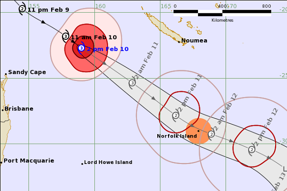 Tropical Cyclone Gabrielle was tracking towards Norfolk Island on Friday evening.