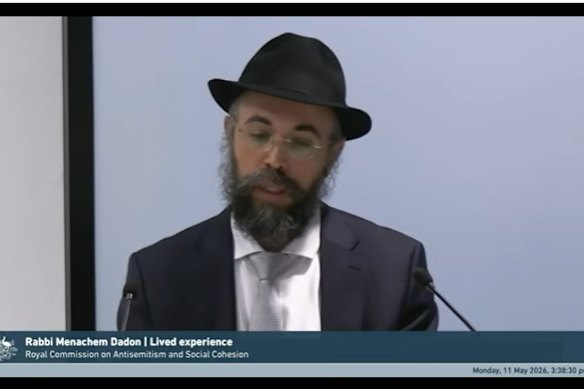 Rabbi Menachem Dadon gives evidence at the Royal Commission.