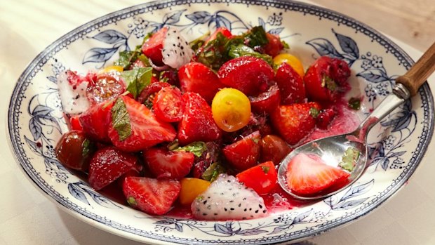 Rosheen Kaul's strawberry and tomato salad is packed with spicy, fruity flavours.