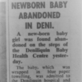 Deniliquin Pastoral Times reported Ms Brown's birth in Tuesday March 6 1973, a day after the premature baby was found on a doorstep. 