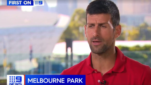 Novak Djokovic speaks to Todd Woodbridge for Nine News.