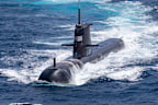 Royal Australian Navy submarine HMAS Rankin is seen during AUSINDEX 21, a biennial maritime exercise between the Royal Australian Navy and the Indian Navy in September 2021 in Darwin.