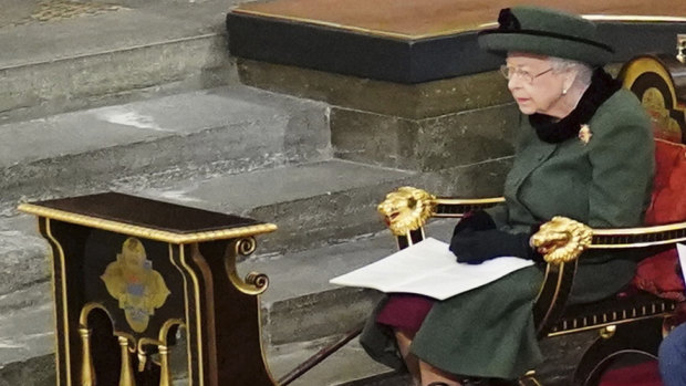 The Queen at the service on Tuesday.