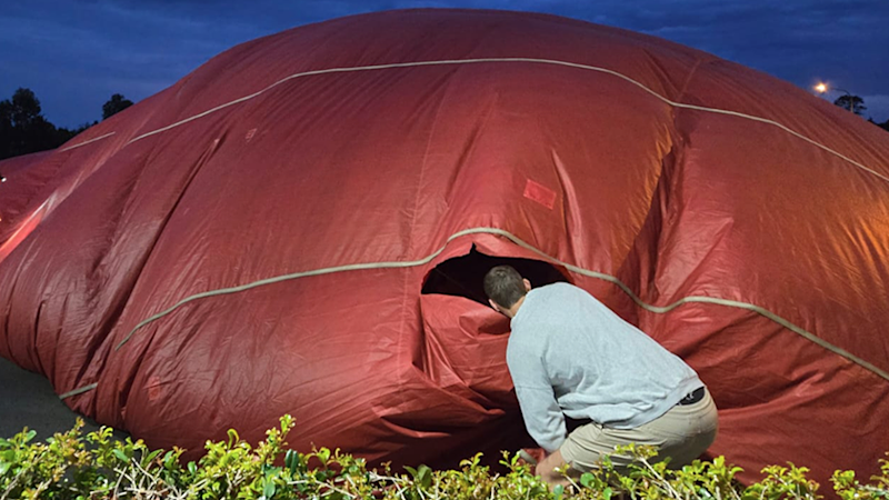 Hot air balloon flight continued with taped rip