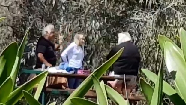 Video stills of Con and Liudmilla Petropoulos allegedly selling kittens in a park at Richmond last month.