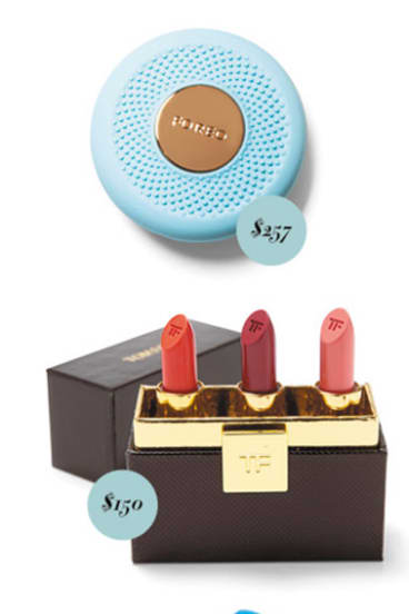 Foreo UFO Mini, $257. Tom Ford Beauty Boys & Girls Mini Lipsticks, $150.