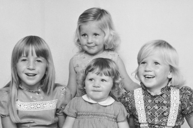 Emma Bates (bottom middle) as a child with her siblings, 