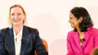 CEW president Susan Lloyd-Hurwitz (left) with Macquarie Group CEO Shemara Wikramanayake on Thursday.