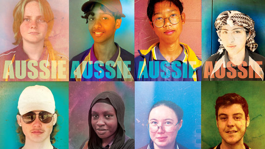 The ‘AUSSIE’ poster by artist Peter Drew is being studied in schools around Australia. Pictured is an example of the posters created by students at Belmont City College. 
