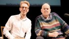 Daniel Tammet with Les Murray on stage in Paris in 2015. Tammet, like Murray, is autistic.