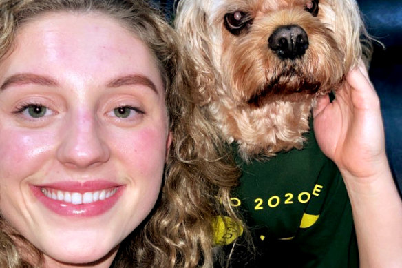 Mikayla Smith, Brendon Smith’s sister, training partner and best friend, and their dog Rusty, on the morning of this medal-winning swim.