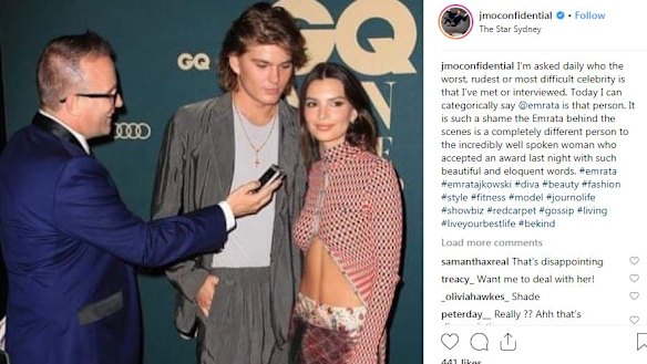 The image Jonathon Moran posted on his Instagram after the fracas.