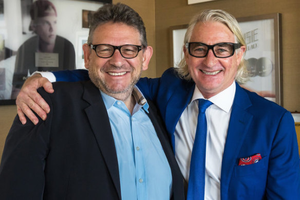 INXS manager Chris Murphy, right, with Universal Music Group boss Sir Lucian Grainge.