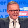 Labor leader Anthony Albanese claims victory in the 2022 federal election.