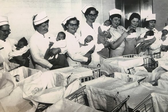 Some of the first babies in the nursery at the old Queen Victoria women's hospital, now home to the centre.
